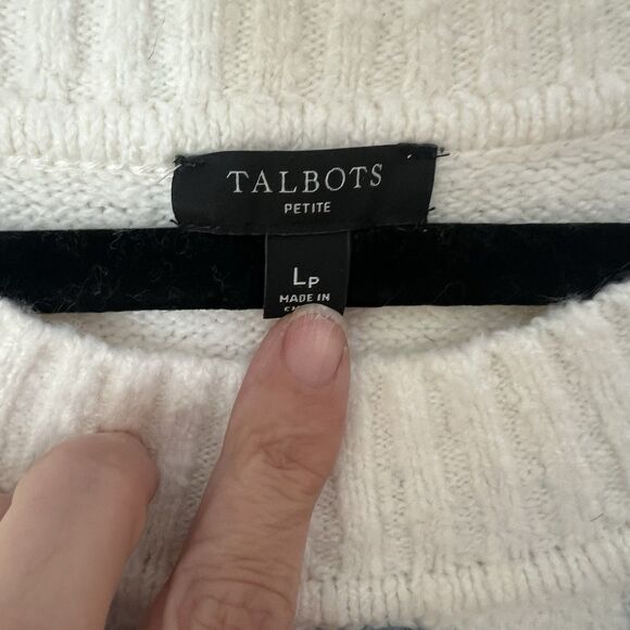 Talbots Zig-Zag Fair Isle Crewneck Pullover Sweater Long Sleeve Size LP - Picture 3 of 7